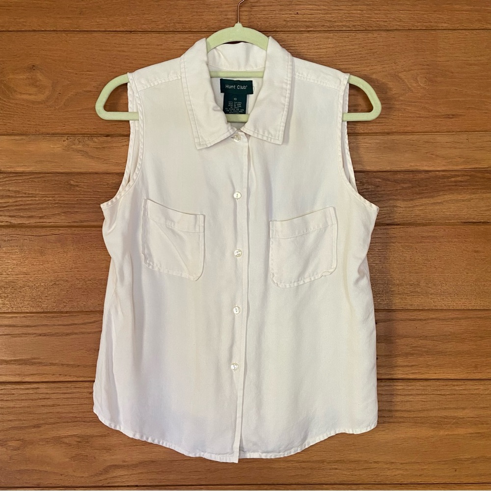 Vintage 90s silk Hunt Club button front tank top